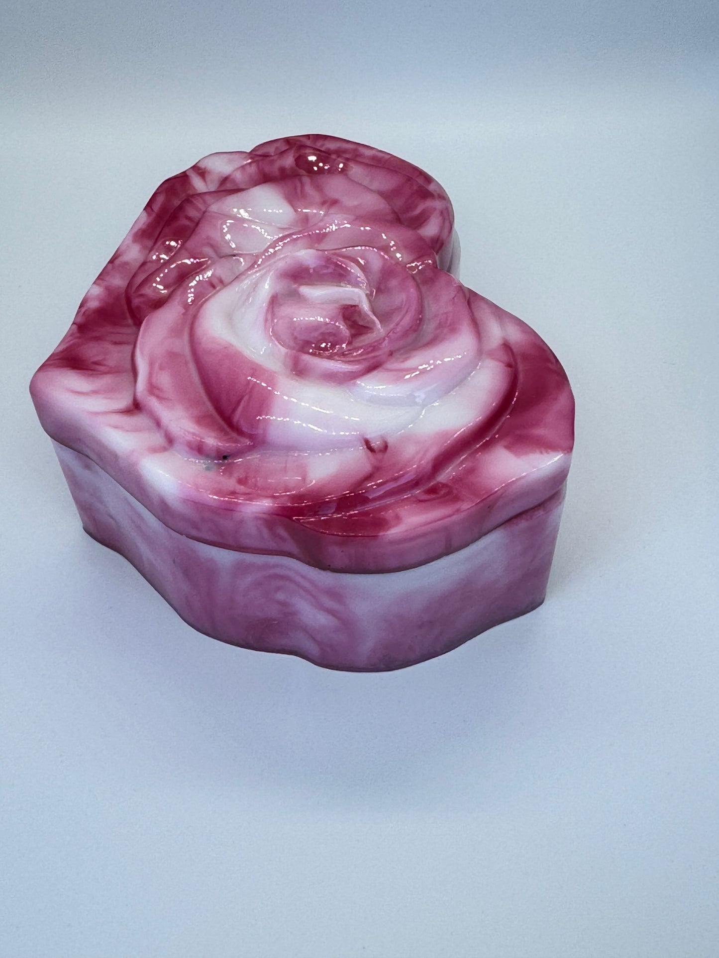 Heart shaped keepsake box with rose on top